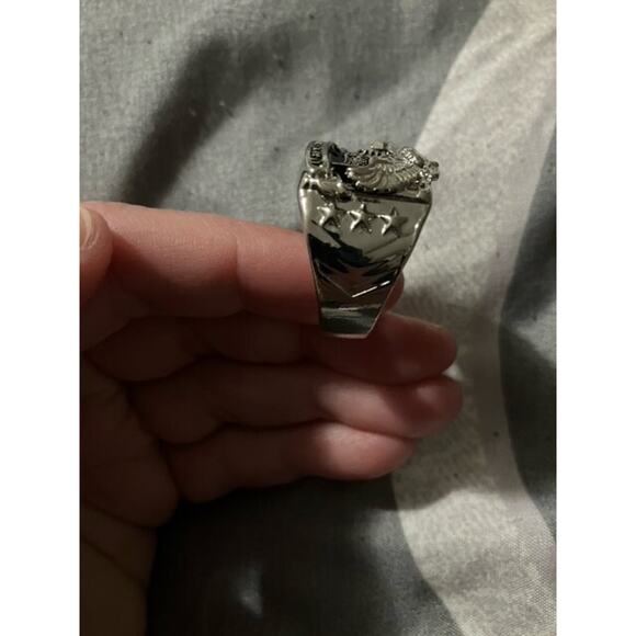 American Pride Flag Eagle Sterling Silver God Bless America Ring size 13 - Picture 5 of 9